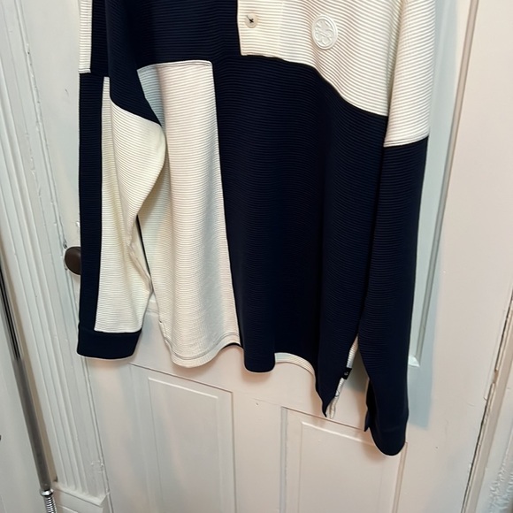 Ted Baker Waffle Knit Panelled Polo Shirt in Navy - Picture 11 of 16